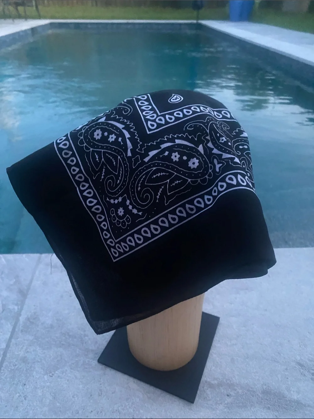 Black Paisley Bandana Headscarf - Women's Wrap